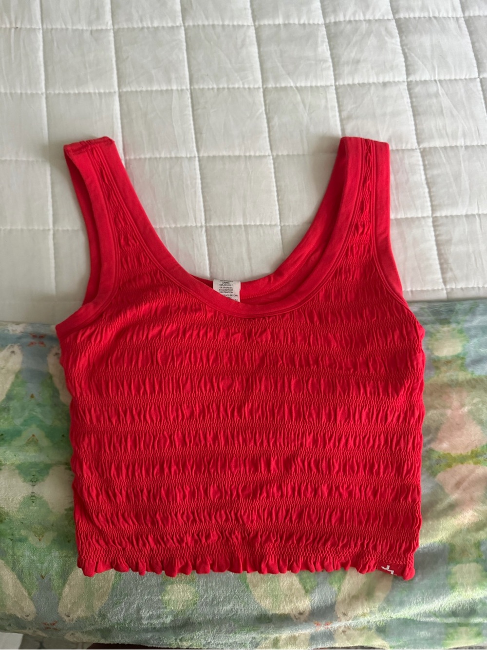 JoyLab Bright Red Smocked Tank Top
